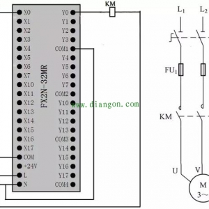 定时器与计数器组合延长定时控制的PLC线路与梯形图